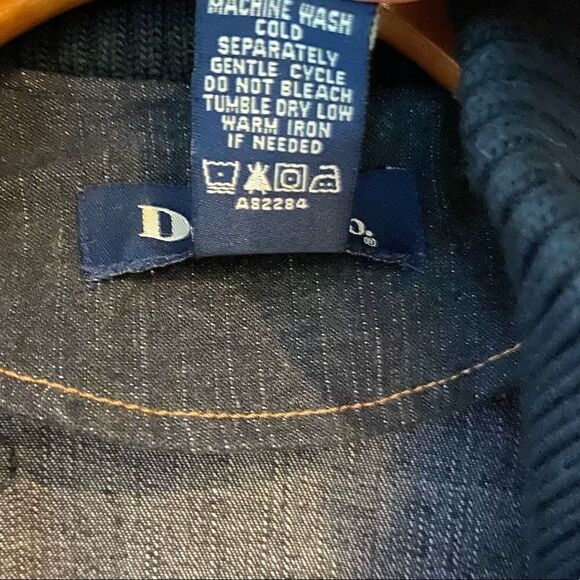 Denim & Co. M Black Denim Sweater Sleeves Full Zip Up Pockets Shacket - Picture 9 of 10